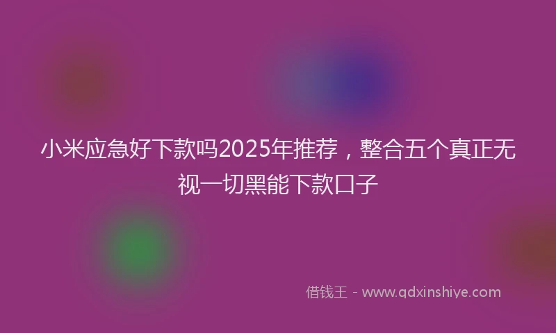 小米应急好下款吗2025年推荐，整合五个真正无视一切黑能下款口子