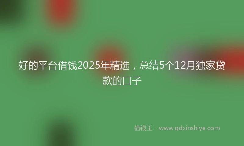 好的平台借钱2025年精选，总结5个12月独家贷款的口子