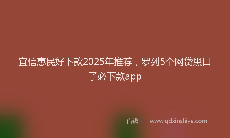 宜信惠民好下款2025年推荐，罗列5个网贷黑口子必下款app