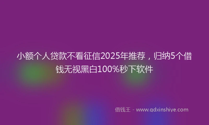 小额个人贷款不看征信2025年推荐，归纳5个借钱无视黑白100%秒下软件