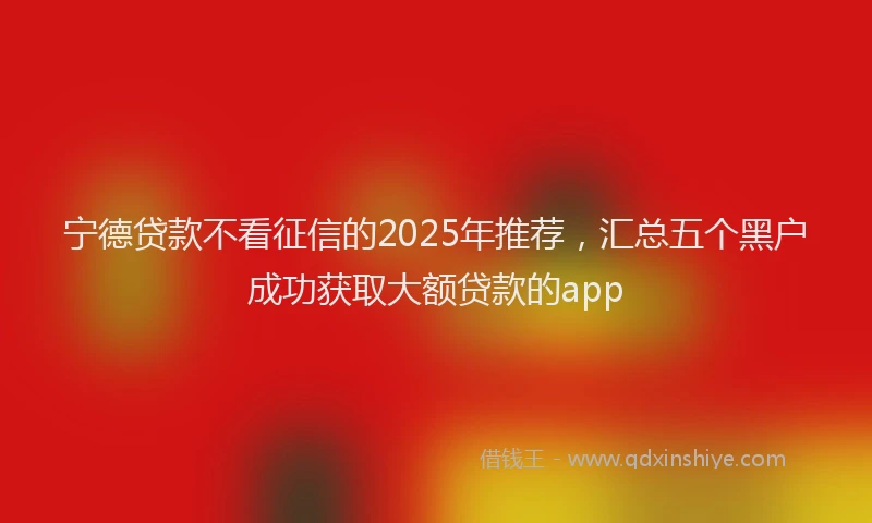 宁德贷款不看征信的2025年推荐，汇总五个黑户成功获取大额贷款的app