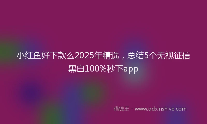 小红鱼好下款么2025年精选，总结5个无视征信黑白100%秒下app