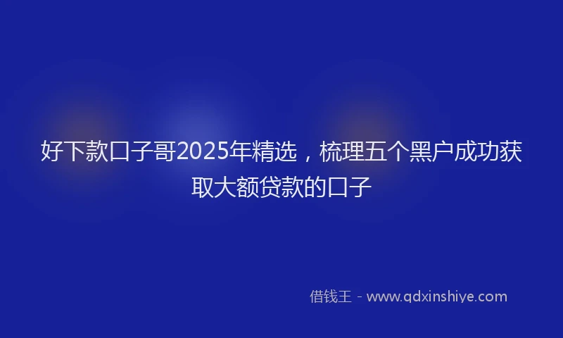 好下款口子哥2025年精选，梳理五个黑户成功获取大额贷款的口子
