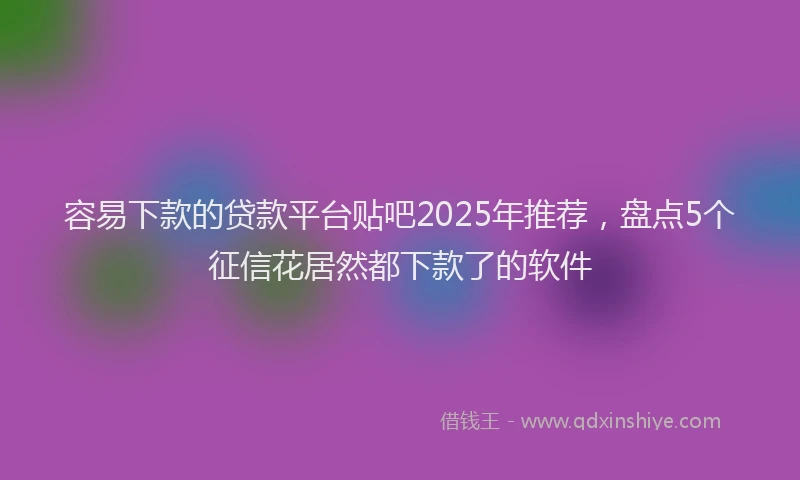 容易下款的贷款平台贴吧2025年推荐，盘点5个征信花居然都下款了的软件