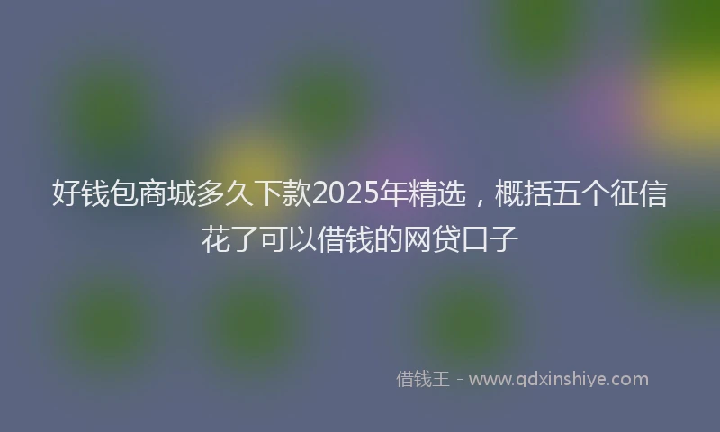 好钱包商城多久下款2025年精选，概括五个征信花了可以借钱的网贷口子