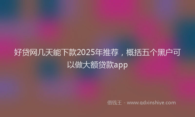 好贷网几天能下款2025年推荐，概括五个黑户可以做大额贷款app