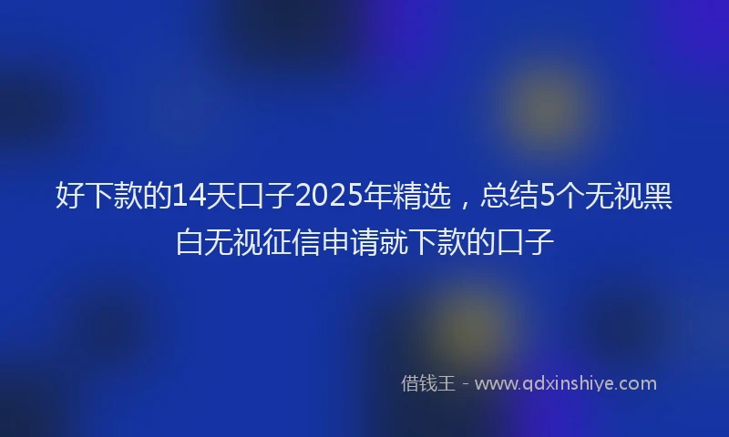 好下款的14天口子2025年精选，总结5个无视黑白无视征信申请就下款的口子