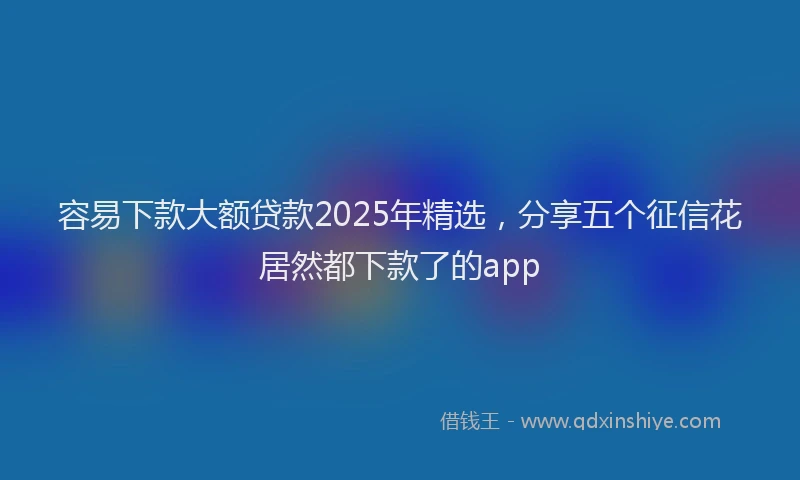 容易下款大额贷款2025年精选，分享五个征信花居然都下款了的app