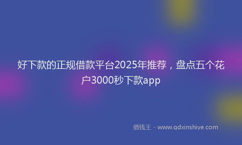 好下款的正规借款平台2025年推荐，盘点五个花户3000秒下款app