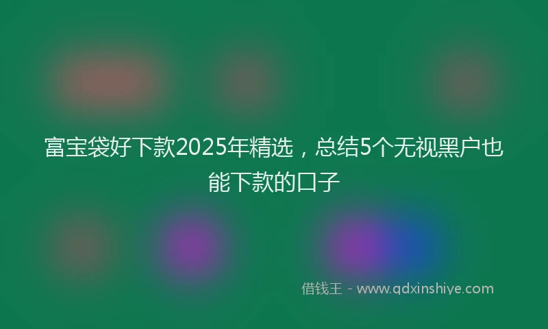 富宝袋好下款2025年精选，总结5个无视黑户也能下款的口子
