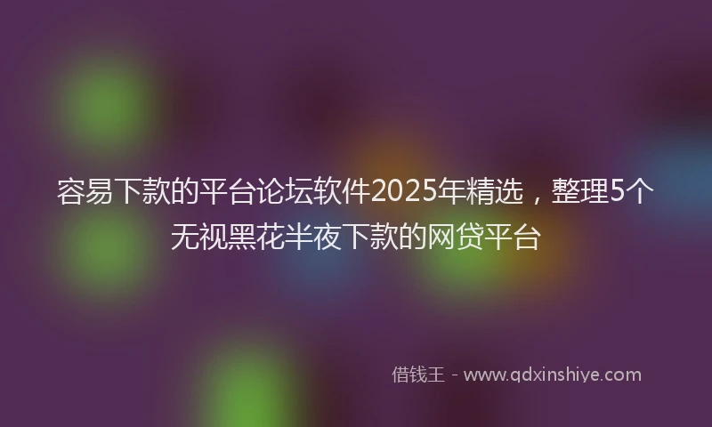 容易下款的平台论坛软件2025年精选，整理5个无视黑花半夜下款的网贷平台