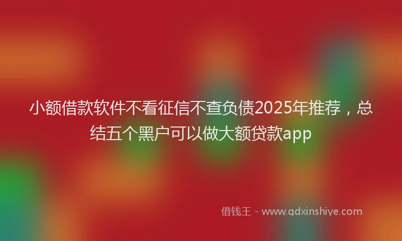 小额借款软件不看征信不查负债2025年推荐,总结五个黑户可以做大额贷款app