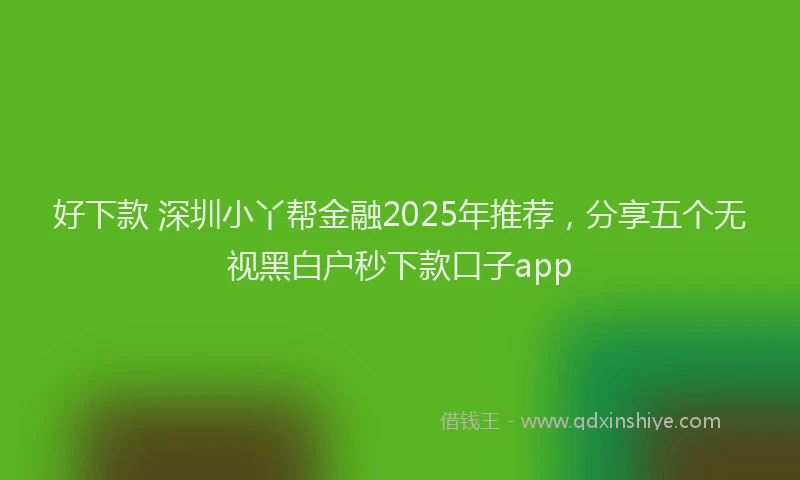 好下款 深圳小丫帮金融2025年推荐，分享五个无视黑白户秒下款口子app