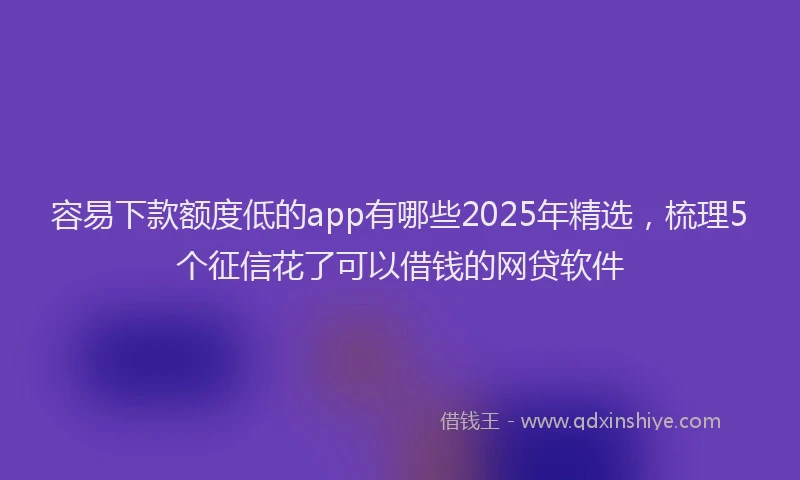 容易下款额度低的app有哪些2025年精选，梳理5个征信花了可以借钱的网贷软件