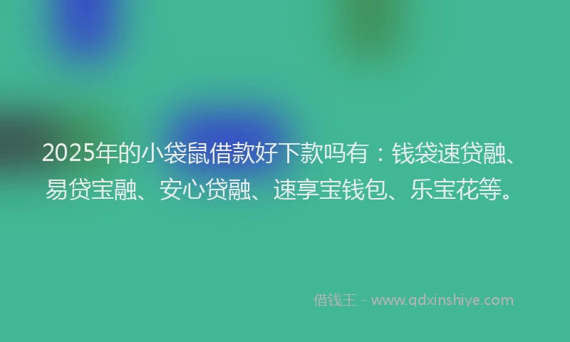 2025年的小袋鼠借款好下款吗有:钱袋速贷融、易贷宝融、安心贷融、速享宝钱包、乐宝花等。