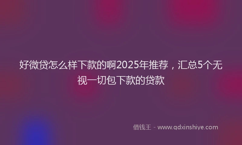 好微贷怎么样下款的啊2025年推荐，汇总5个无视一切包下款的贷款