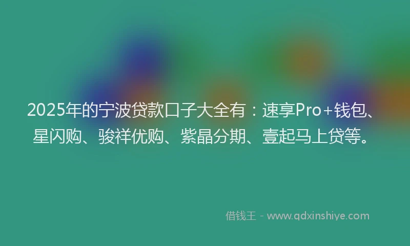 2025年的宁波贷款口子大全有：速享Pro+钱包、星闪购、骏祥优购、紫晶分期、壹起马上贷等。