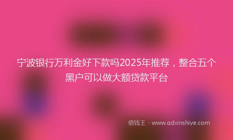 宁波银行万利金好下款吗2025年推荐，整合五个黑户可以做大额贷款平台
