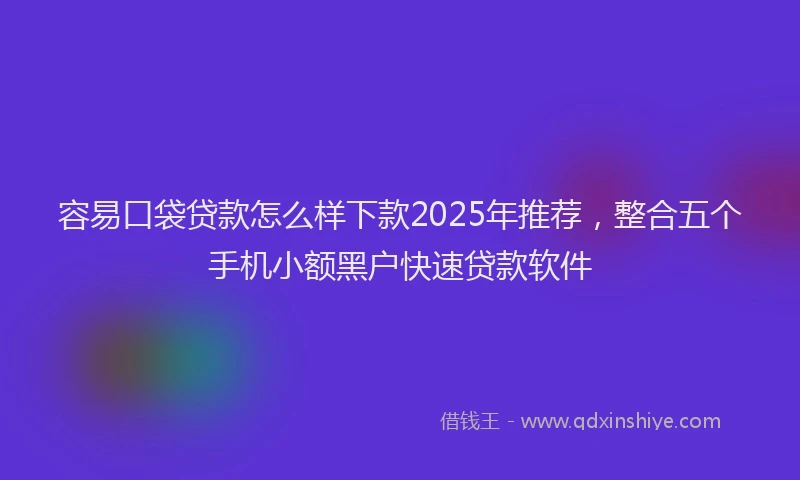 容易口袋贷款怎么样下款2025年推荐，整合五个手机小额黑户快速贷款软件