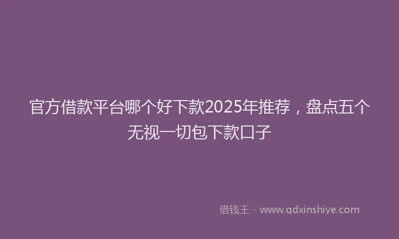 官方借款平台哪个好下款2025年推荐，盘点五个无视一切包下款口子