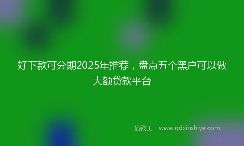 好下款可分期2025年推荐，盘点五个黑户可以做大额贷款平台