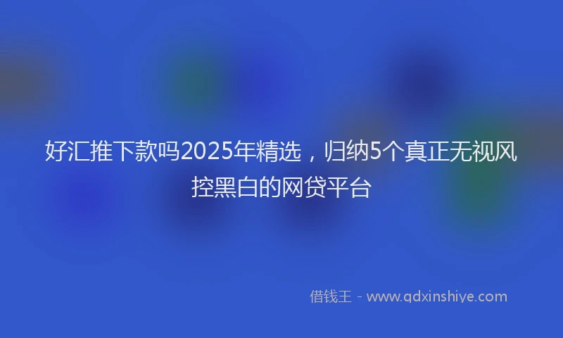 好汇推下款吗2025年精选，归纳5个真正无视风控黑白的网贷平台