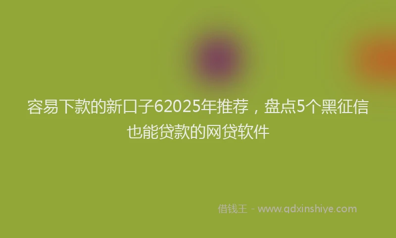 容易下款的新口子62025年推荐，盘点5个黑征信也能贷款的网贷软件