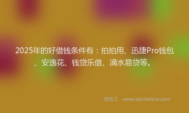 2025年的好借钱条件有：拍拍用、迅捷Pro钱包、安逸花、钱贷乐借、滴水易贷等。