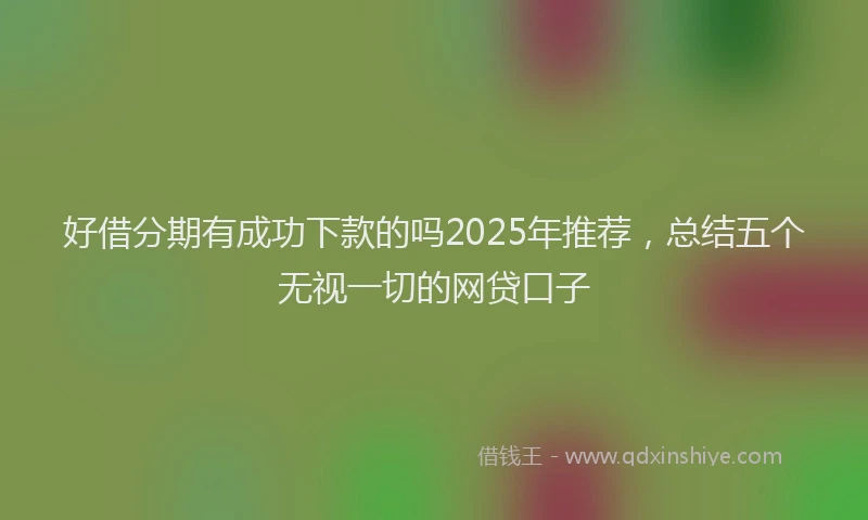 好借分期有成功下款的吗2025年推荐，总结五个无视一切的网贷口子