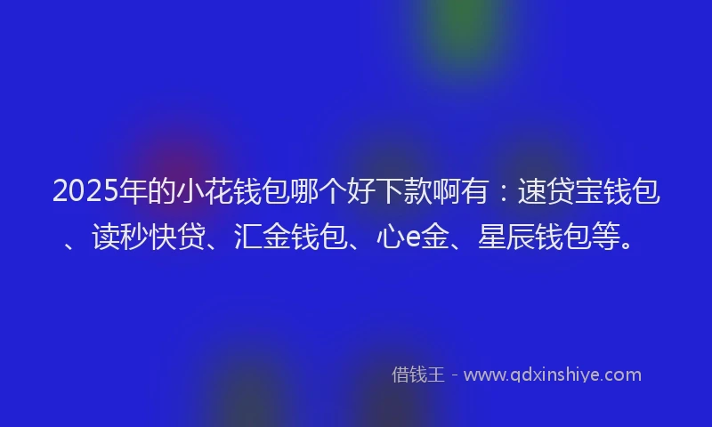 2025年的小花钱包哪个好下款啊有：速贷宝钱包、读秒快贷、汇金钱包、心e金、星辰钱包等。