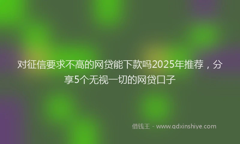 对征信要求不高的网贷能下款吗2025年推荐，分享5个无视一切的网贷口子