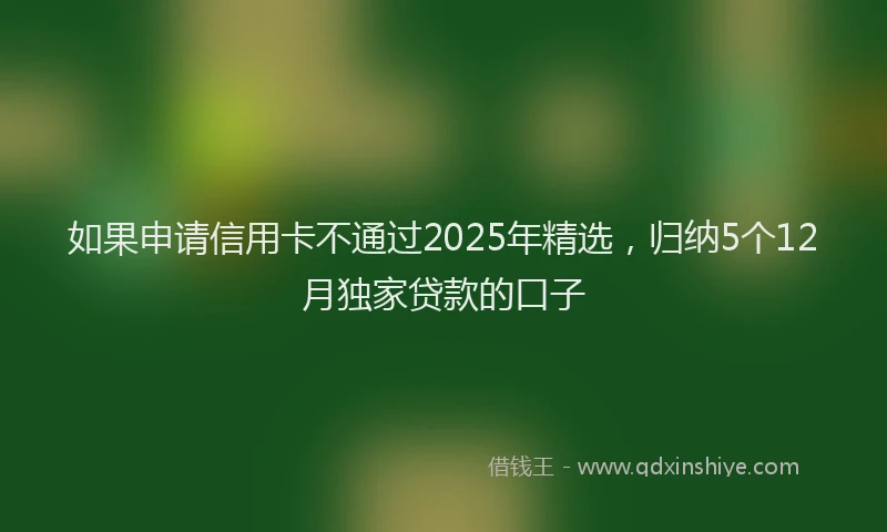 如果申请信用卡不通过2025年精选，归纳5个12月独家贷款的口子