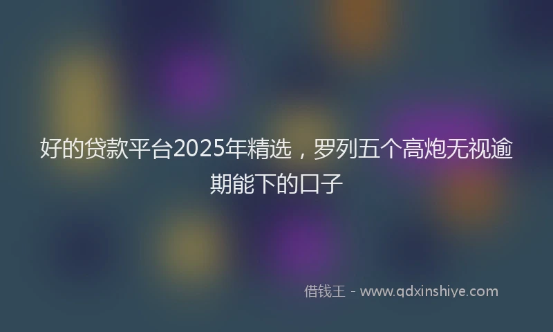 好的贷款平台2025年精选，罗列五个高炮无视逾期能下的口子