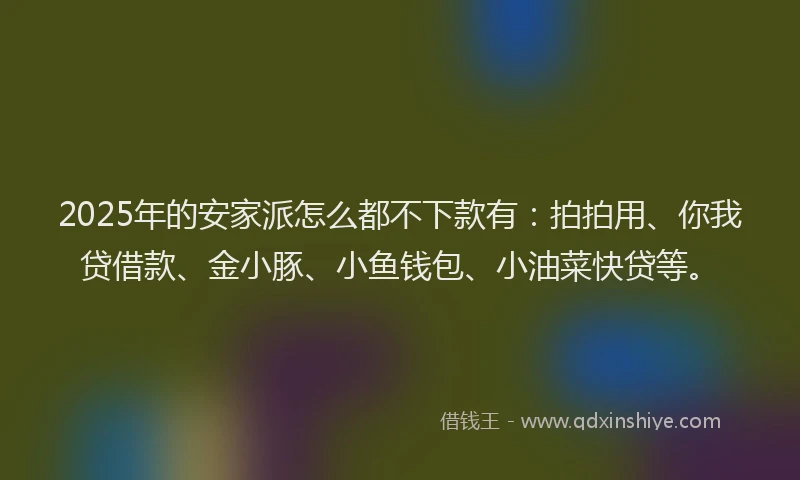 2025年的安家派怎么都不下款有：拍拍用、你我贷借款、金小豚、小鱼钱包、小油菜快贷等。