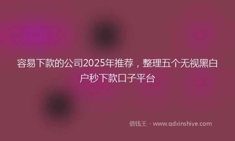 容易下款的公司2025年推荐，整理五个无视黑白户秒下款口子平台