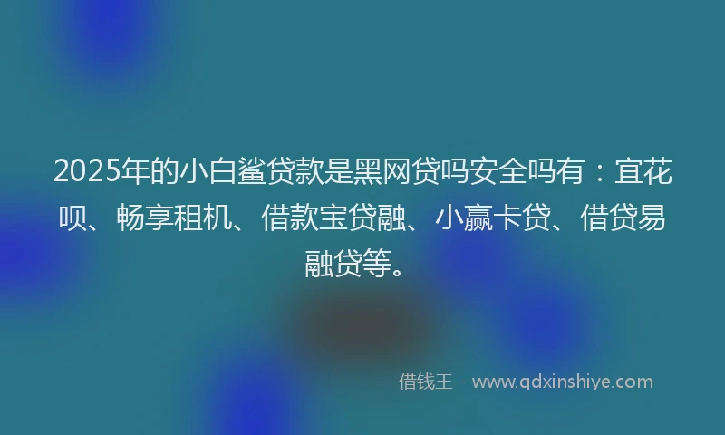 2025年的小白鲨贷款是黑网贷吗安全吗有:宜花呗、畅享租机、借款宝贷融、小赢卡贷、借贷易融贷等。