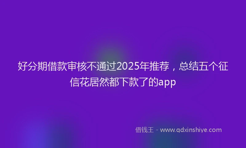 好分期借款审核不通过2025年推荐，总结五个征信花居然都下款了的app