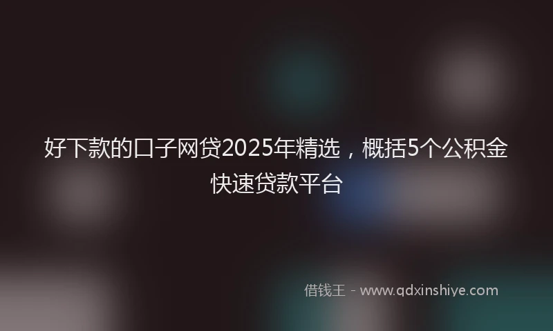 好下款的口子网贷2025年精选，概括5个公积金快速贷款平台