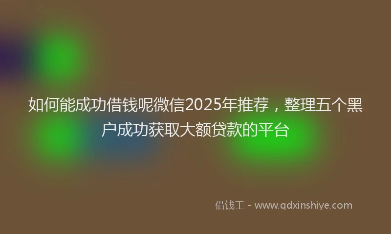 如何能成功借钱呢微信2025年推荐，整理五个黑户成功获取大额贷款的平台