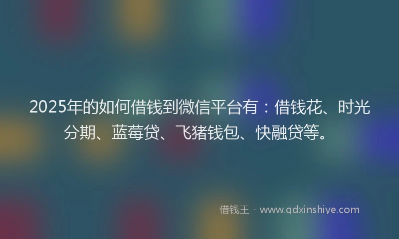 2025年的如何借钱到微信平台有：借钱花、时光分期、蓝莓贷、飞猪钱包、快融贷等。