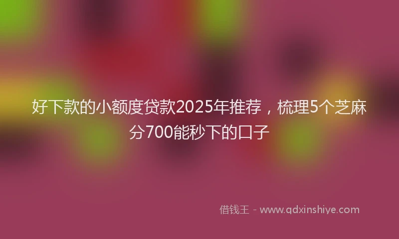 好下款的小额度贷款2025年推荐，梳理5个芝麻分700能秒下的口子