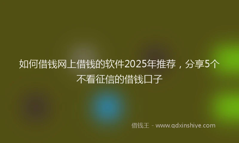 如何借钱网上借钱的软件2025年推荐，分享5个不看征信的借钱口子
