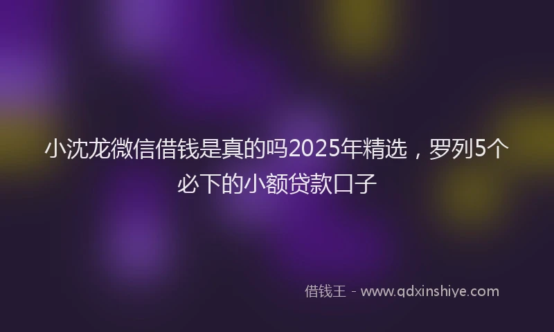 小沈龙微信借钱是真的吗2025年精选，罗列5个必下的小额贷款口子