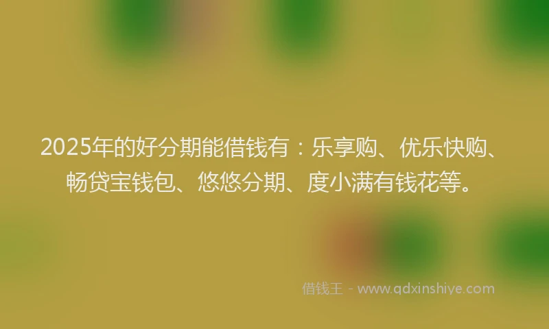 2025年的好分期能借钱有：乐享购、优乐快购、畅贷宝钱包、悠悠分期、度小满有钱花等。