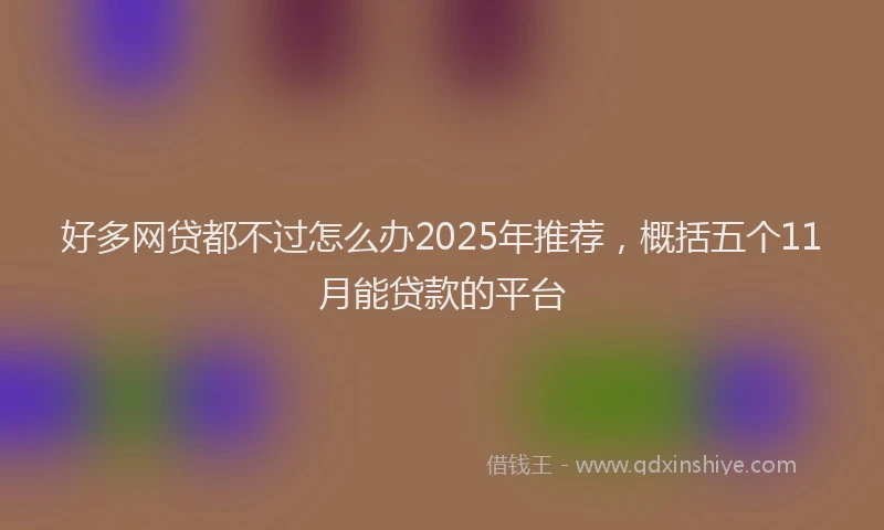 好多网贷都不过怎么办2025年推荐，概括五个11月能贷款的平台