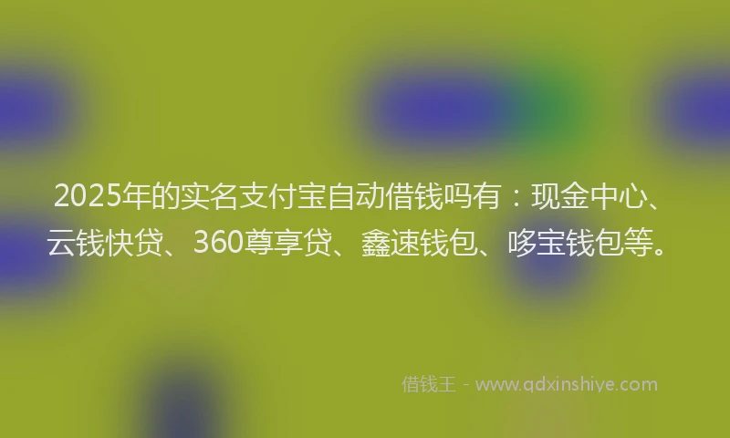 2025年的实名支付宝自动借钱吗有：现金中心、云钱快贷、360尊享贷、鑫速钱包、哆宝钱包等。