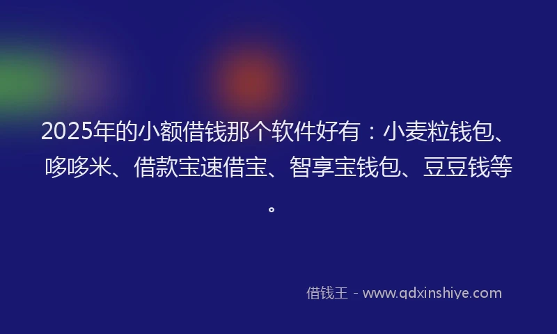 2025年的小额借钱那个软件好有：小麦粒钱包、哆哆米、借款宝速借宝、智享宝钱包、豆豆钱等。
