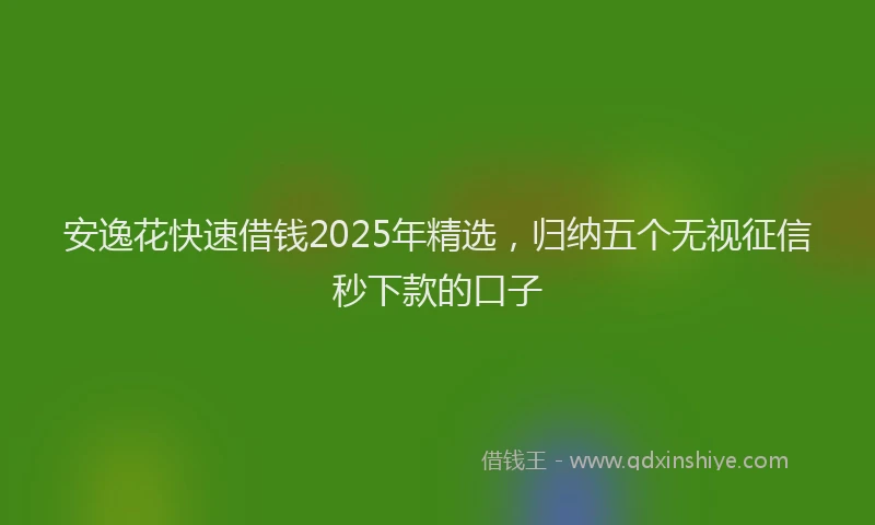 安逸花快速借钱2025年精选,归纳五个无视征信秒下款的口子