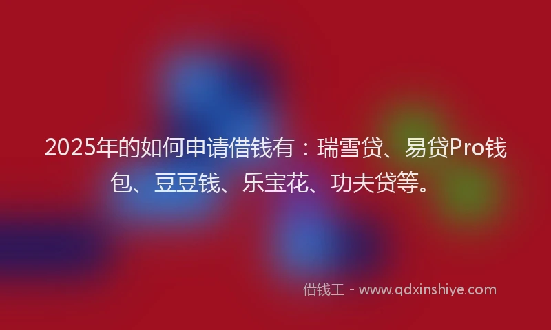 2025年的如何申请借钱有：瑞雪贷、易贷Pro钱包、豆豆钱、乐宝花、功夫贷等。