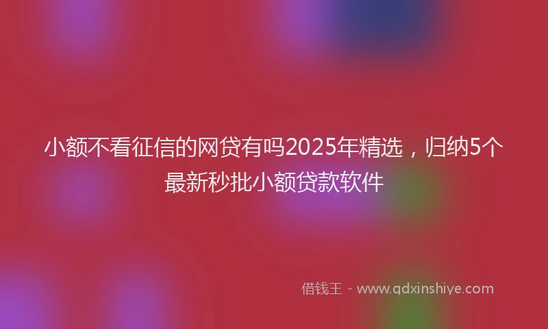 小额不看征信的网贷有吗2025年精选,归纳5个最新秒批小额贷款软件